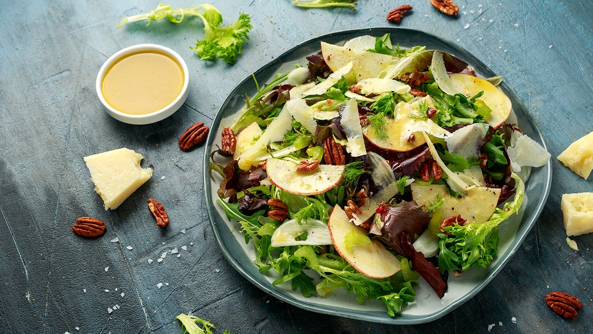 salad with dressing on side